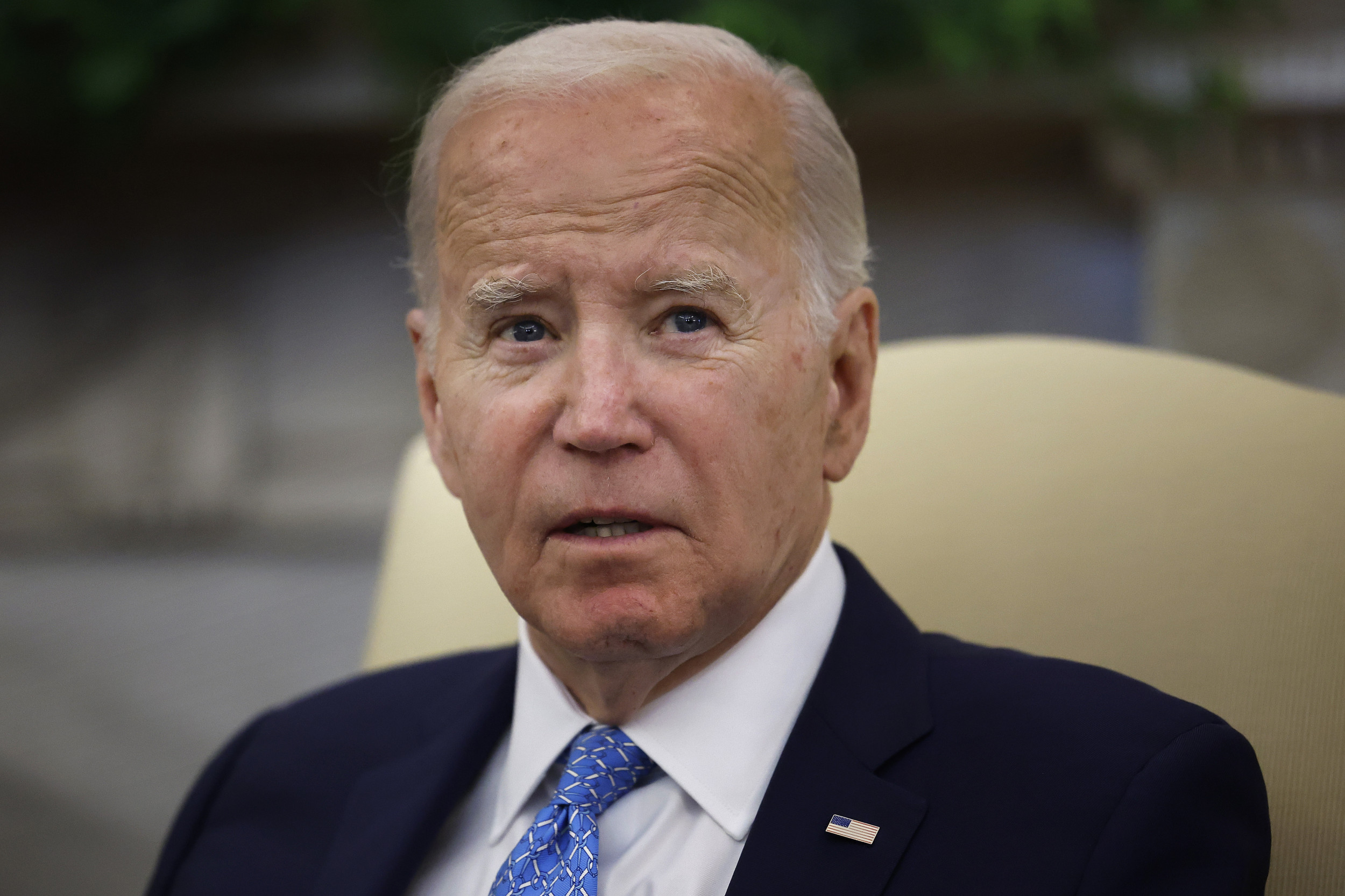 Joe Biden speaks in the Oval Office